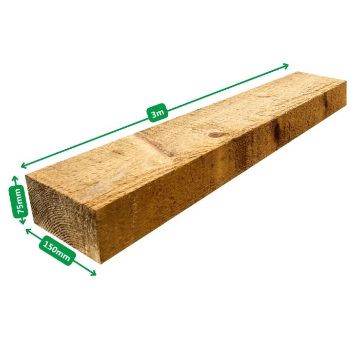 Pack de 48 mini traverses de bois traitée UC3 | 3 m x 150 mm x 75 mm